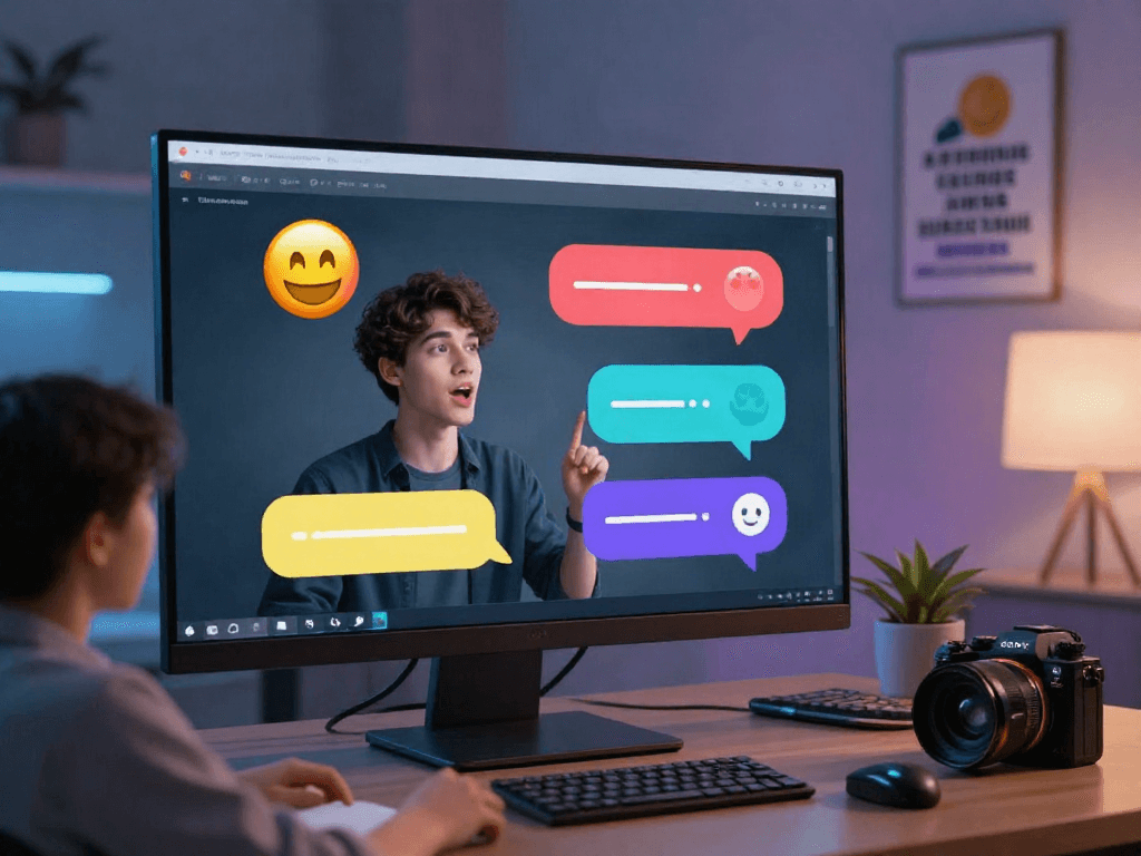 Engaging in a funny porn AI chat with an avatar in a vibrant digital environment.