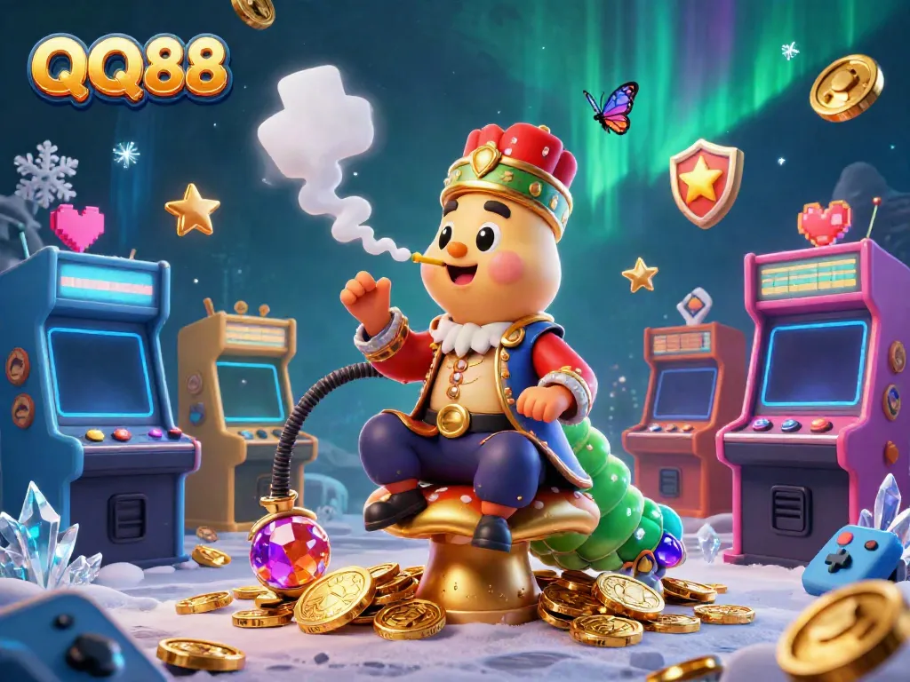 Engage in exciting gambling action at QQ88 with a whimsical 3D illustration showcasing fantasy characters and gaming elements.
