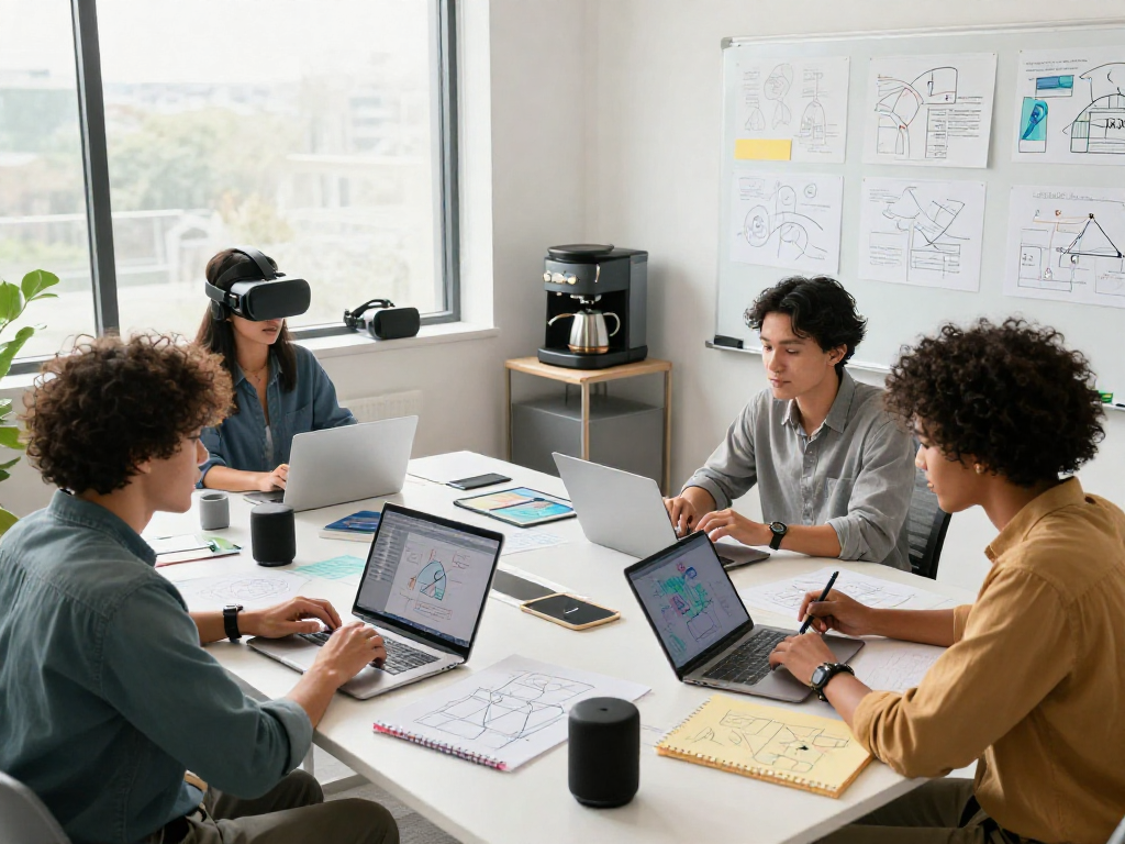 Group brainstorming AI NSFW content strategies in a modern office