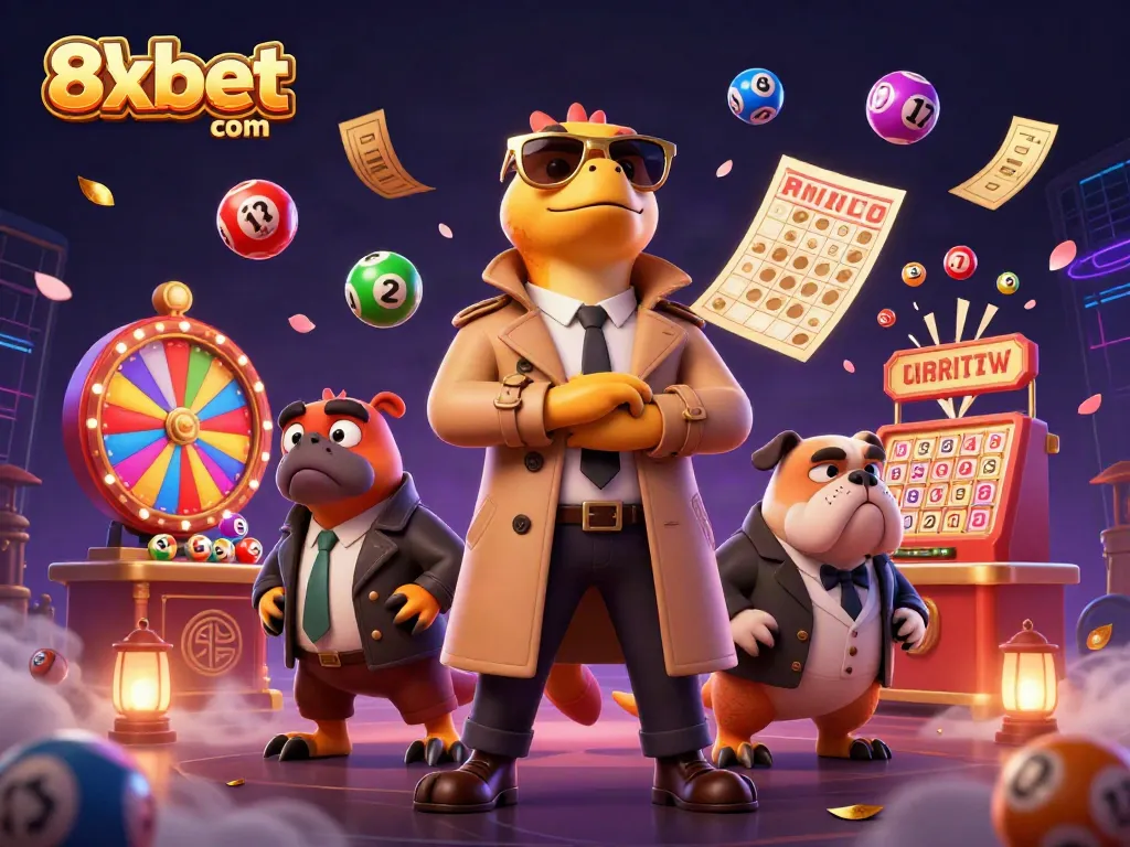 Enter the VIP lounge with 8xbet com featuring raptors in disguise, vibrant lottery elements.