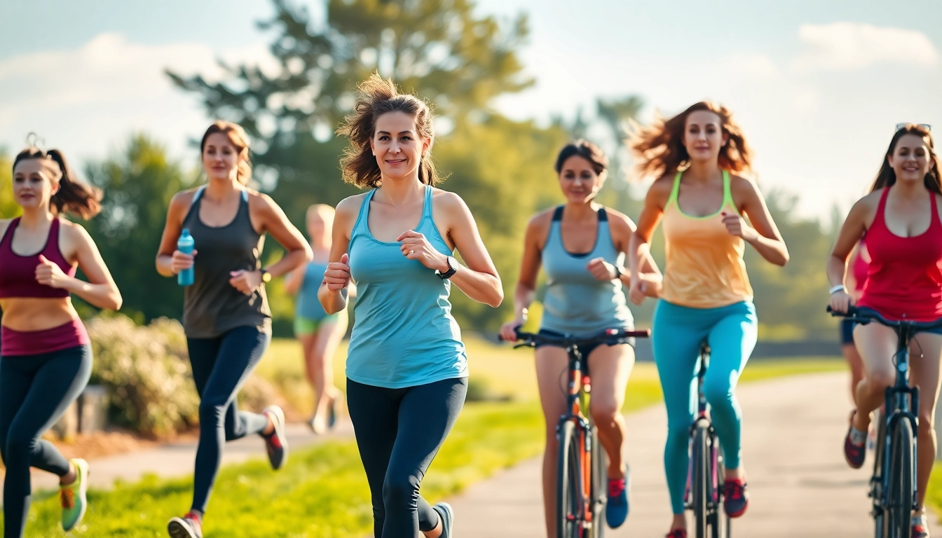 Energize your weight loss journey with a vibrant outdoor fitness scene featuring diverse individuals engaged in healthy activities.