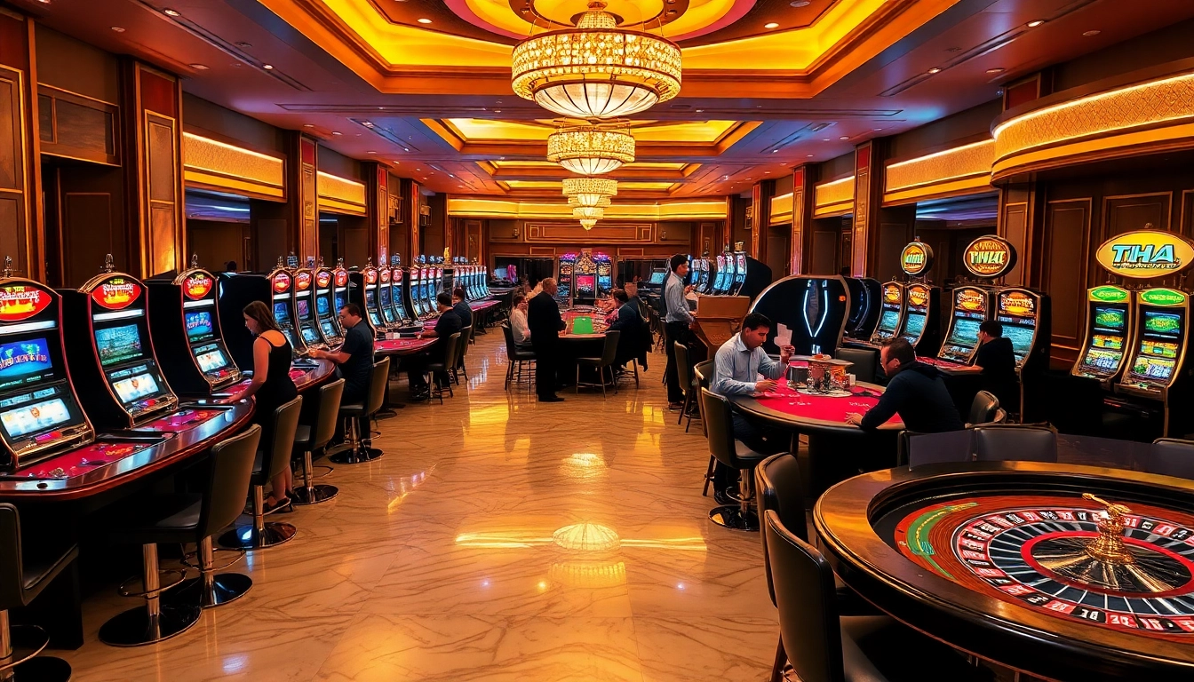 Experience the THA casino excitement with vibrant gaming tables and slot machines.