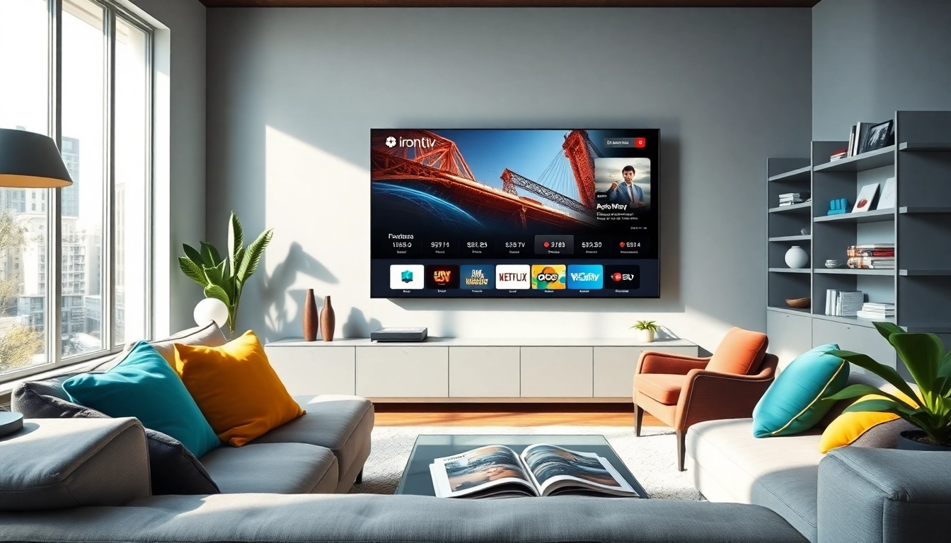 Enjoy streaming iron tv in a stylish living room with cozy decor and bright lighting.