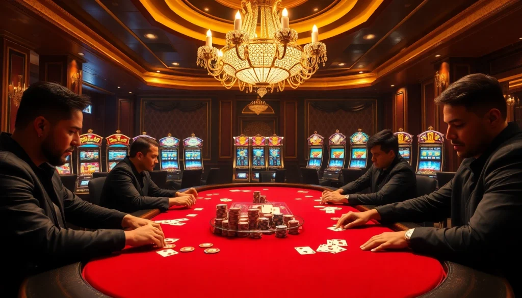 Experience the thrill of gaming at MM88.COM with intense poker gameplay and dynamic casino ambiance.