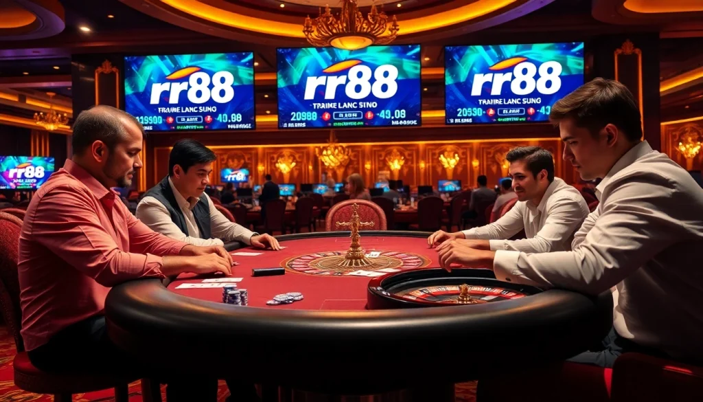 Experience the thrilling gaming action at rr88 with luxury casino tables and atmosphere.