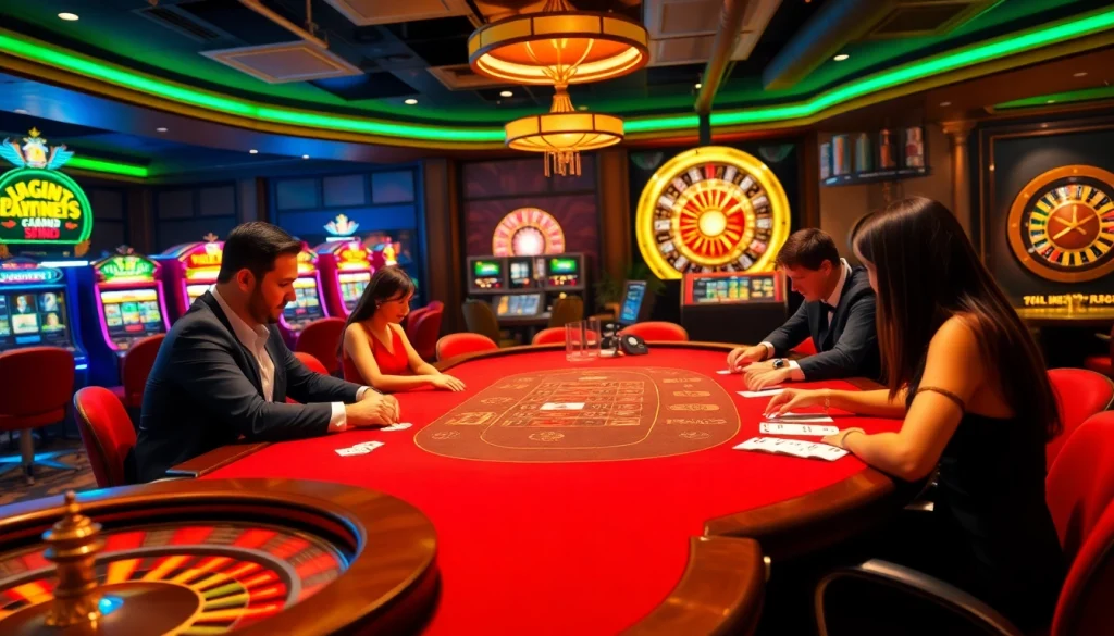 Play thrilling games at OK 8386 casino with a vibrant poker table and roulette.