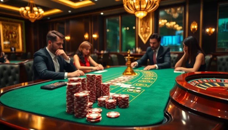 Players strategizing at a poker table, highlighting the excitement of gambling on https://1j88com/.
