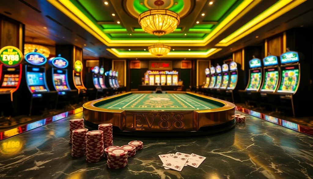 Experience the thrill of winning at EV88 casino with vibrant slots and poker action.