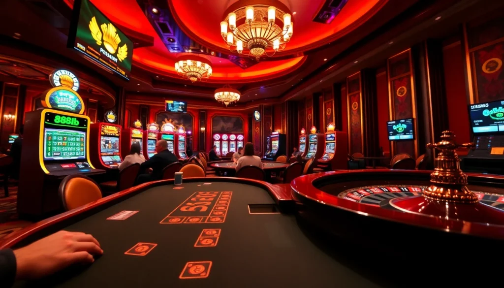 Experience the thrill of winning at 888b online with vibrant casino visuals showcasing poker and slots.