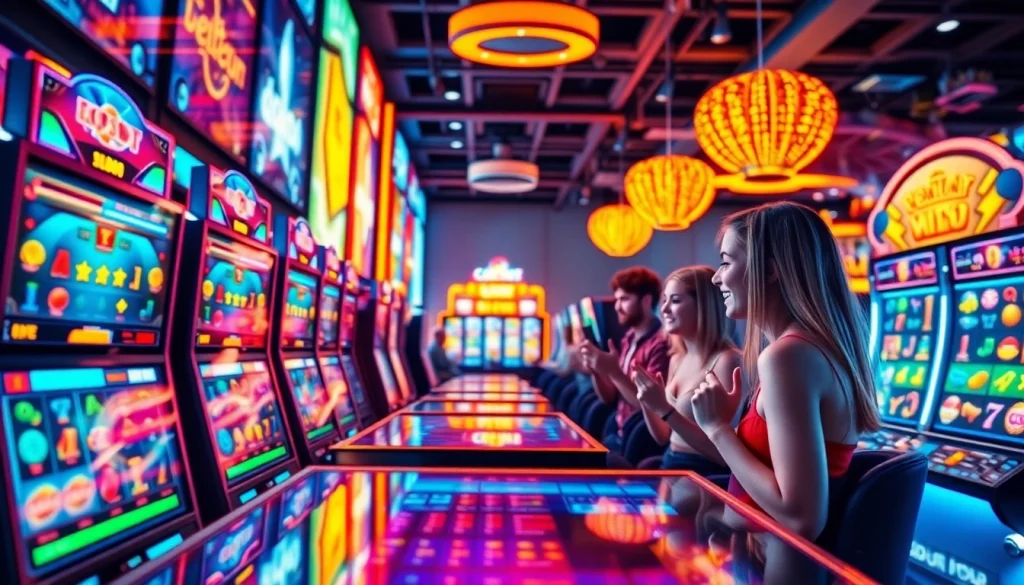 Exciting online gaming scene with doaslot themed slot machines.