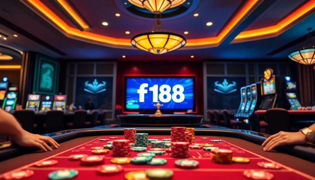 Experience the thrill of f168 gameplay with vibrant casino elements and exciting betting action.