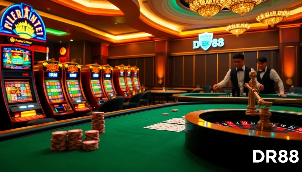 Experience the thrill of gambling at DR88 with vibrant slot machines and professional dealers.