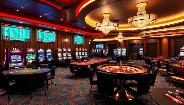 Players enjoying thrilling games at https://uu882025.online/, featuring vibrant slot machines and elegant tables.