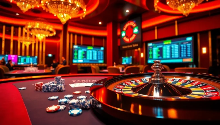 Engaging in strategic nhận định kèo nhà cái with poker chips and cards on a glamorous casino table.