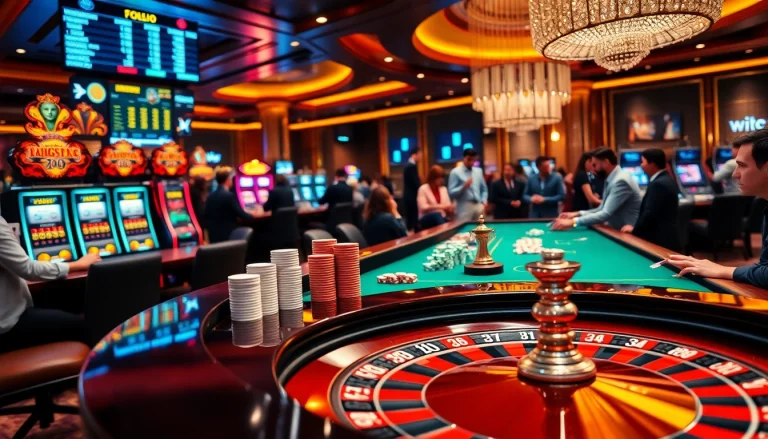 Experience thrilling gameplay at https://789winjj.com/ with vibrant casino tables and excited players.