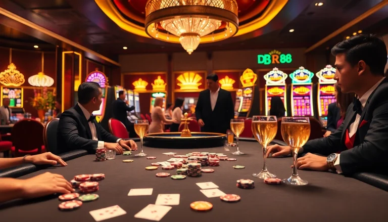 Experience the excitement of the DR88 casino with vibrant poker games and thrilling slot machines.