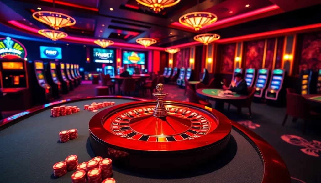 Experience the excitement at FABET's luxurious online casino with engaging games and vibrant atmosphere.