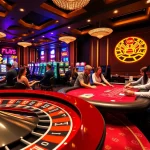 Experience the excitement of Situs Slot Terpercaya at a luxurious casino with vibrant games and players.