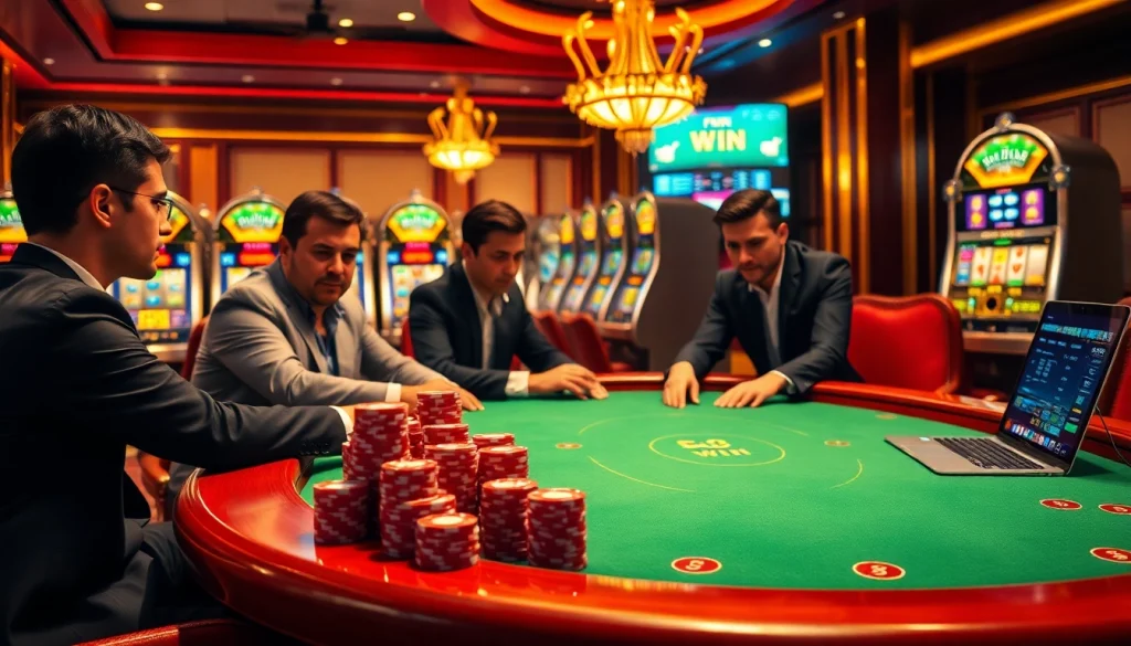 Experience the excitement of five88 win at a vibrant casino gaming table surrounded by focused players.