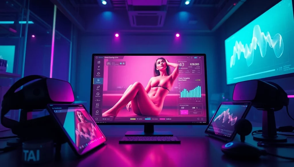 Immersive AI-generated adult content interface showcasing realism and customization in porn ai technology.