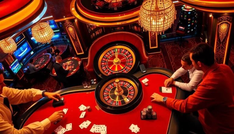 king88 players engaged at a glamorous casino table with poker cards and chips