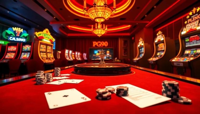 Experience the thrill of PG99 game with luxurious casino tables and vibrant slot machines.