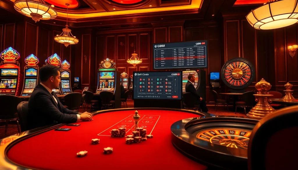 Experience thrilling gameplay on https://gg88.cn.com/ with luxurious casino tables and vibrant gaming elements.