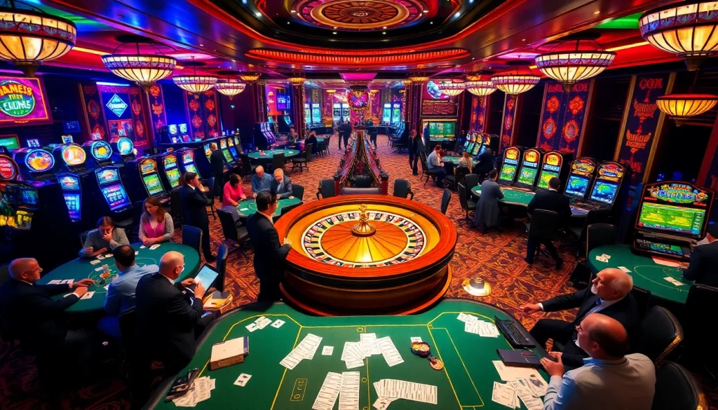 Experience high-stakes excitement at RIKVIP with players at lavish casino tables.