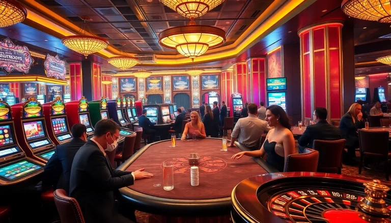 Players winning big at OK365, featuring casino tables and poker chips.