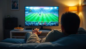 Enjoying a live football match on joemadfan.com, showcasing vibrant highlights and community vibes.