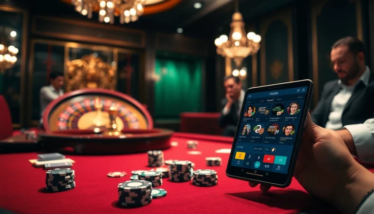 F168 players engaging at a luxury casino table with vibrant poker chips and cards.