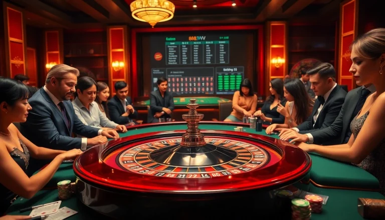 Players enjoying roulette at https://88vv.com.de/ with vibrant casino ambiance and betting excitement.