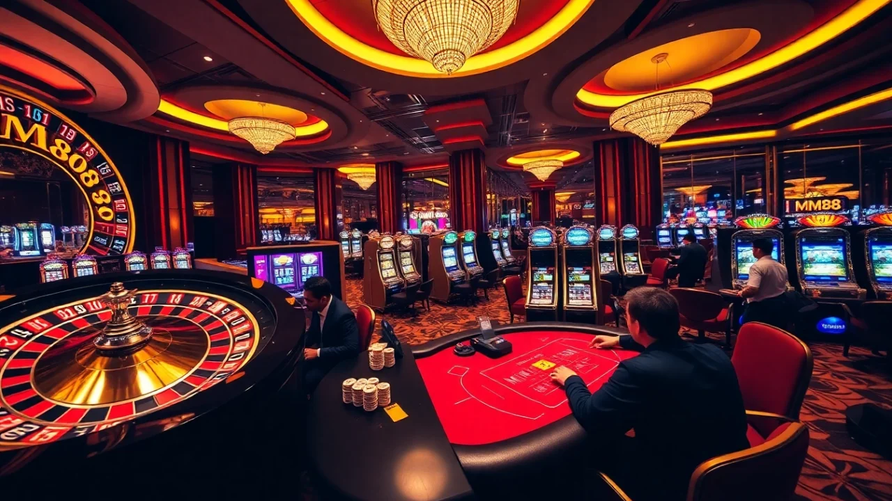 Experience the excitement of gambling with MM88 at a vibrant casino setting.