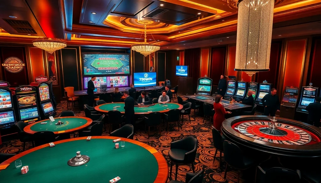 Experience luxury and excitement at https://789win2026.com/ with vibrant casino scenes featuring poker tables and slot machines.