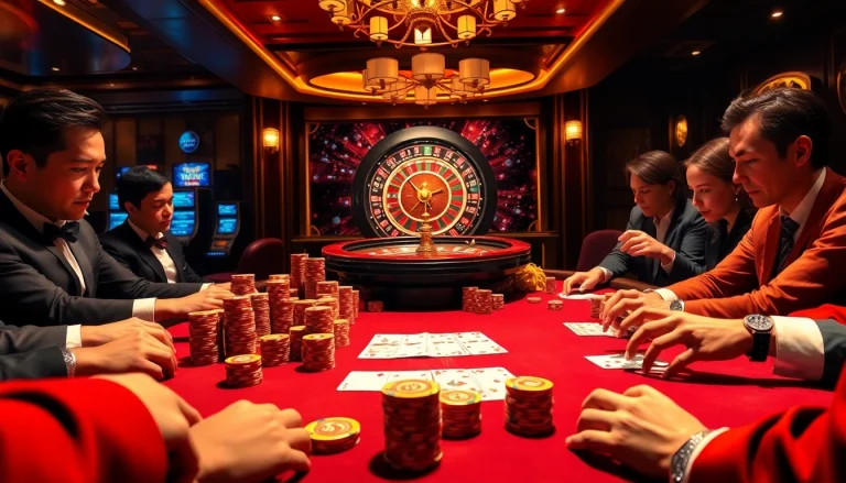 Engage in thrilling poker action with stacked chips and cards at https://uu88net.info/ casino.