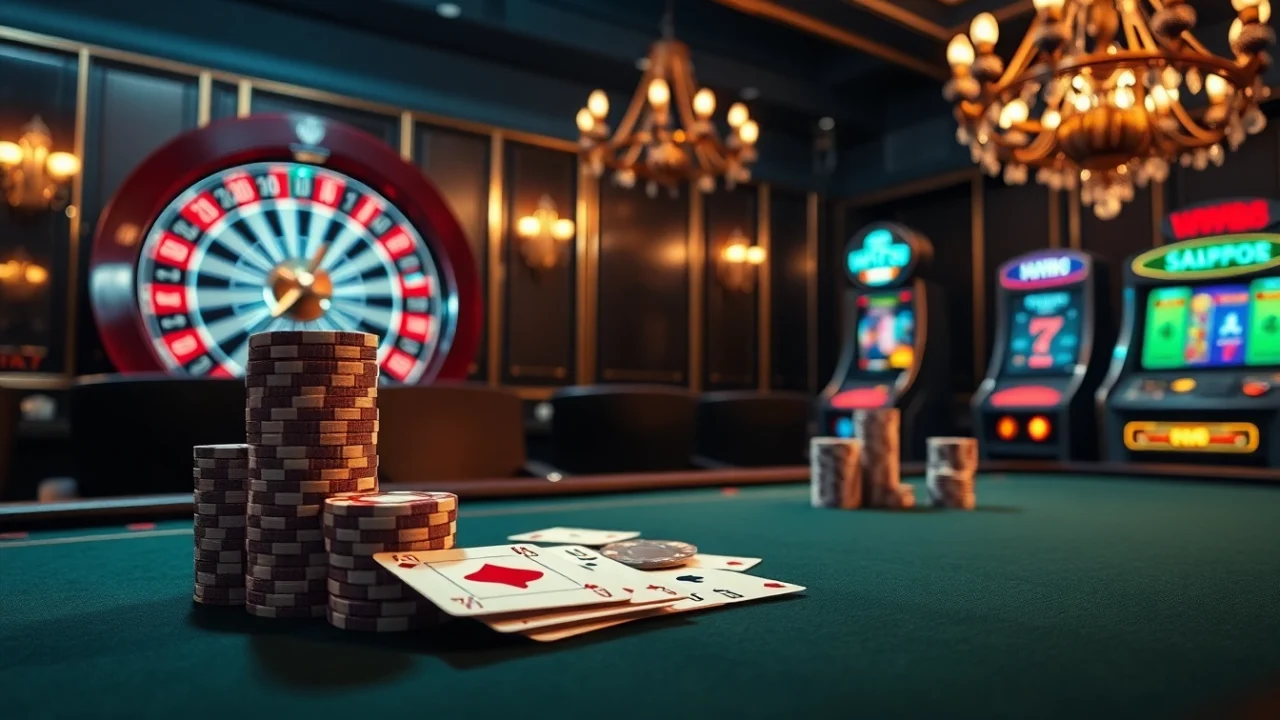 Experience excitement and luxury with ww88 at a stunning casino table featuring poker chips and a roulette wheel.