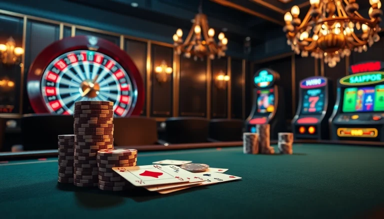 Experience excitement and luxury with ww88 at a stunning casino table featuring poker chips and a roulette wheel.