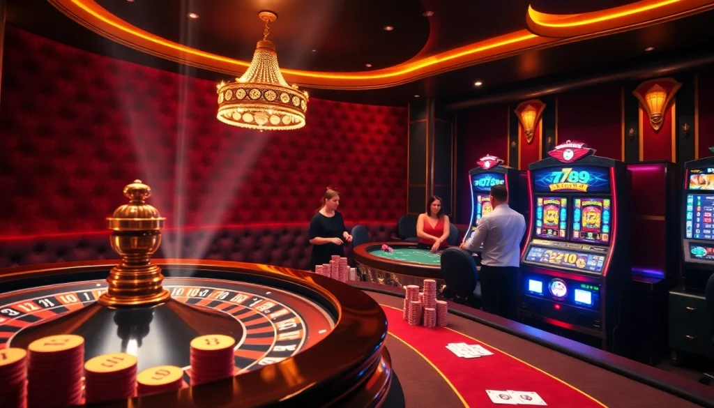 Players experiencing lively casino action at 789 club with colorful chips and a spinning roulette wheel.