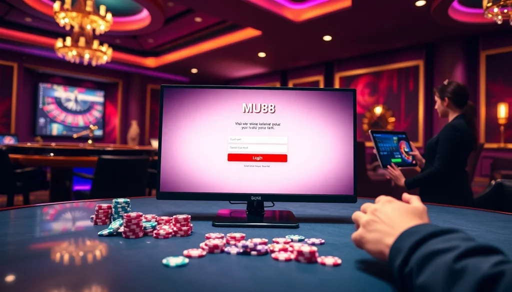 Login to MU88: Exciting online gambling experience with a rich casino ambiance.