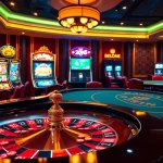 Experience the excitement of 99win with vibrant casino elements, including roulette and slot machines.