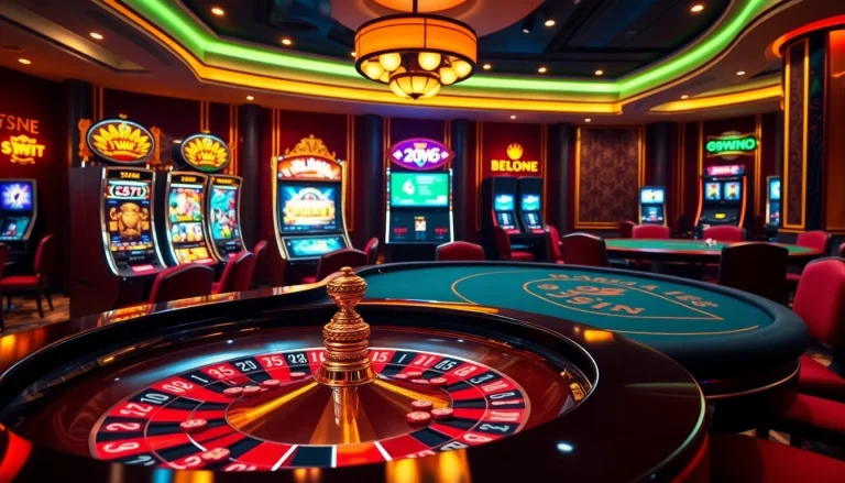 Experience the excitement of 99win with vibrant casino elements, including roulette and slot machines.