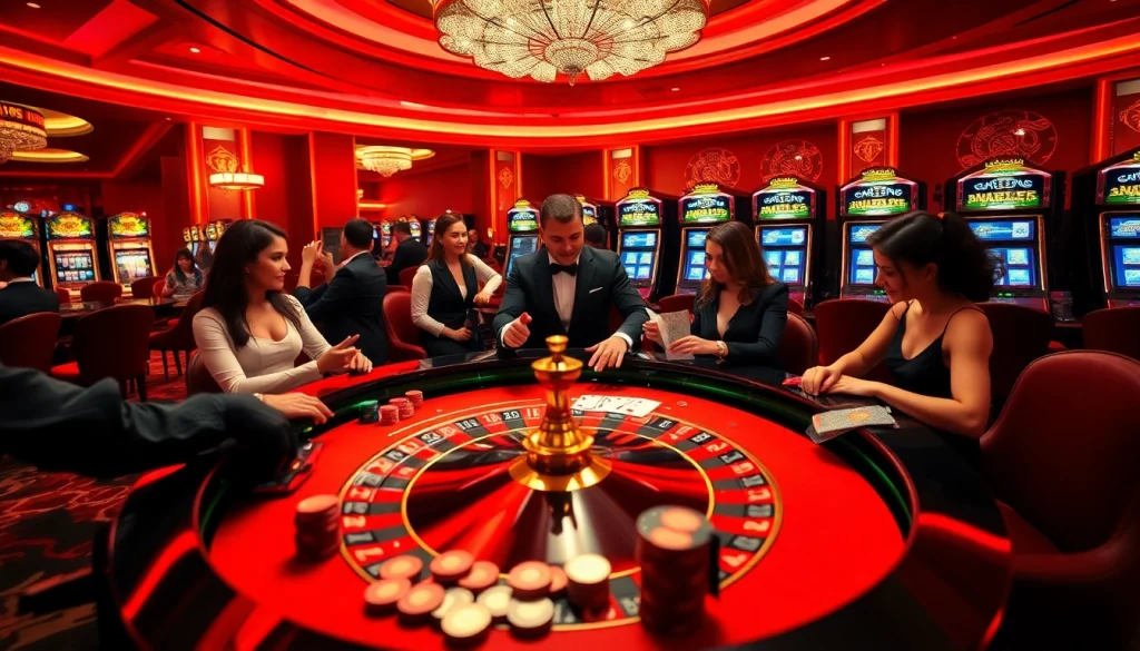 An exciting casino gameplay scene featuring roulette and players engaged with https://tg88a.baby/ at the forefront.
