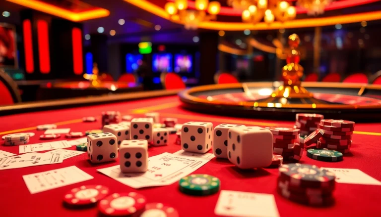Players rolling the dice in a thrilling tài xỉu md5 game at an elegant casino.