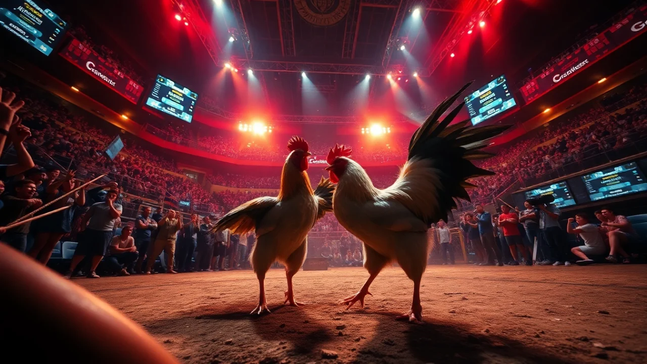 Experience thrilling live cockfighting action at dagawin.live, showcasing the excitement of online betting.
