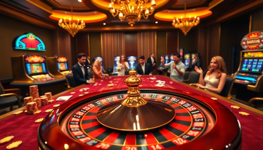 The excitement of winning at a luxurious table game scene showcasing https://www.6l777.vip/ with vibrant poker chips and roulette.