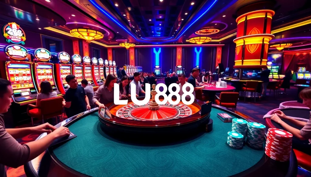 Players engaging at a UU88 casino table, showcasing thrilling betting action and vibrant gaming atmosphere.