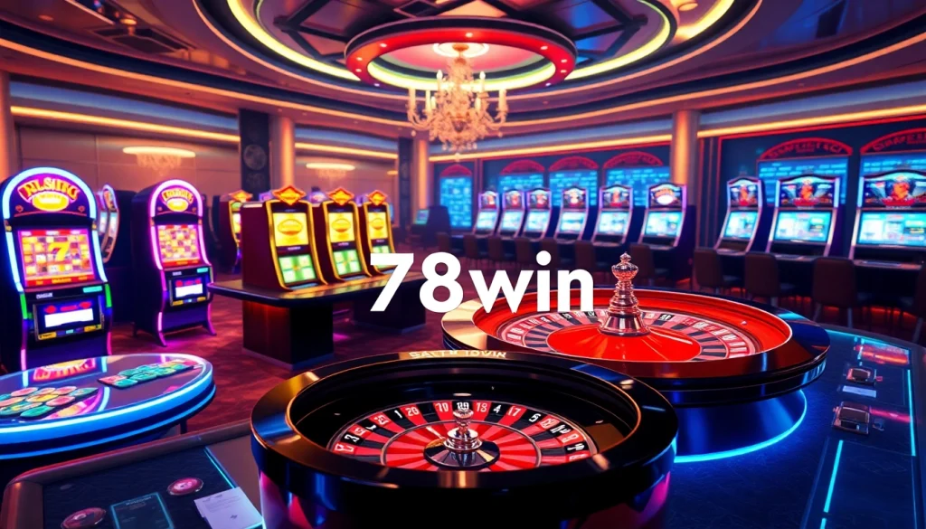 Engage in exciting gaming experiences at 78win okvip with vibrant virtual casino tables and slot machines.