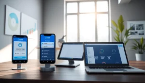 在多台设备上显示的快连VPN界面，展示安全且快速的互联网连接。