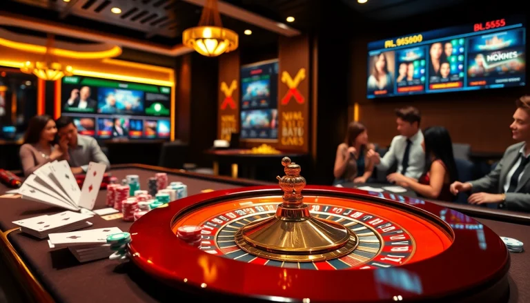 Experience high-stakes gaming at Nhà cái BL555, with vibrant casino tables and engaging betting activities.