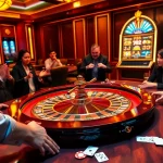 B52-themed roulette table in a luxurious casino setting, showcasing high-stakes gambling action.